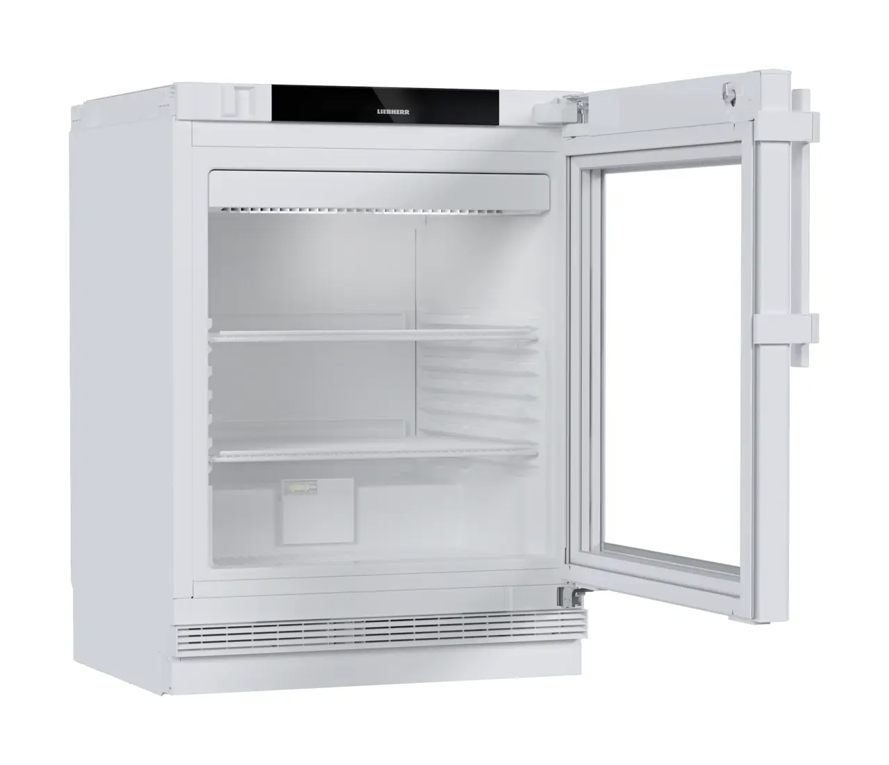 Εικόνα προϊόντος, Προοπτική: Πλάγια όψη, ανοιχτή, χωρίς τρόφιμα στο εσωτερικό, Ψυγείο εργαστηρίου με ψύξη με συναγωγή, Χρώμα περιβλήματος: Λευκό, Χρώμα πόρτας: Λευκό