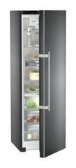 Product image, Perspective: oblique half-open decorated, Refrigerator with BioFresh, Casing colour: BlackSteel, Door colour: BlackSteel