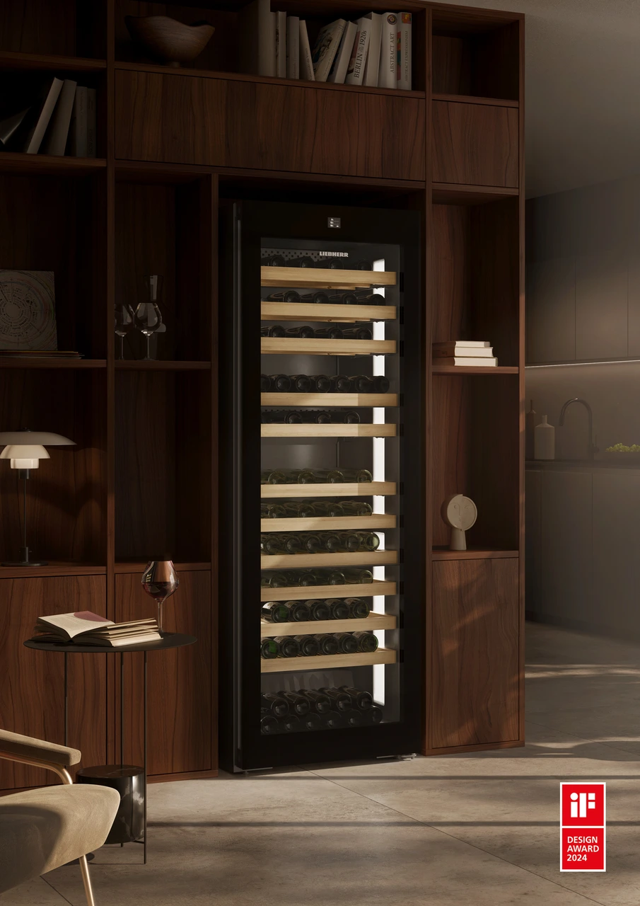 Product image, Perspective: milieu, Multi-temperature wine cabinet, Casing colour: black, Door colour: GlassBlack