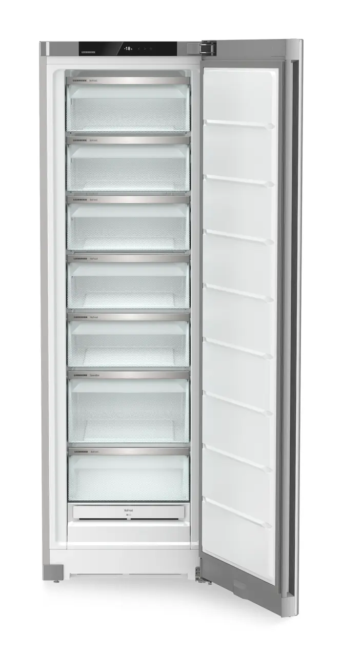 Produktbild, Perspektiv: Framifrån, öppen, tom, Fristående frysskåp med NoFrost