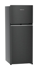 Product image, Perspective: oblique closed, Fridge-freezer with NoFrost, Casing colour: grey, Door colour: BlackSteel