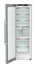 Product image, Perspective: straight open empty, Freestanding freezer with NoFrost and IceTower, Casing colour: silver, Door colour: stainless steel