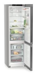 Product image, Perspective: oblique open decorated, Fridge-freezer with BioFresh and NoFrost, Casing colour: silver, Door colour: stainless steel