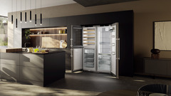 Product image, Perspective: milieu, Side-by-side combination with wine tempering compartment, Casing colour: silver, Door colour: stainless steel