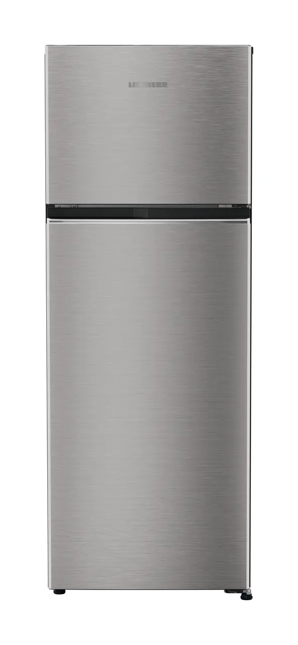 Product image, Perspective: straight closed, Fridge-freezer with NoFrost, Casing colour: grey, Door colour: Stainless Steel