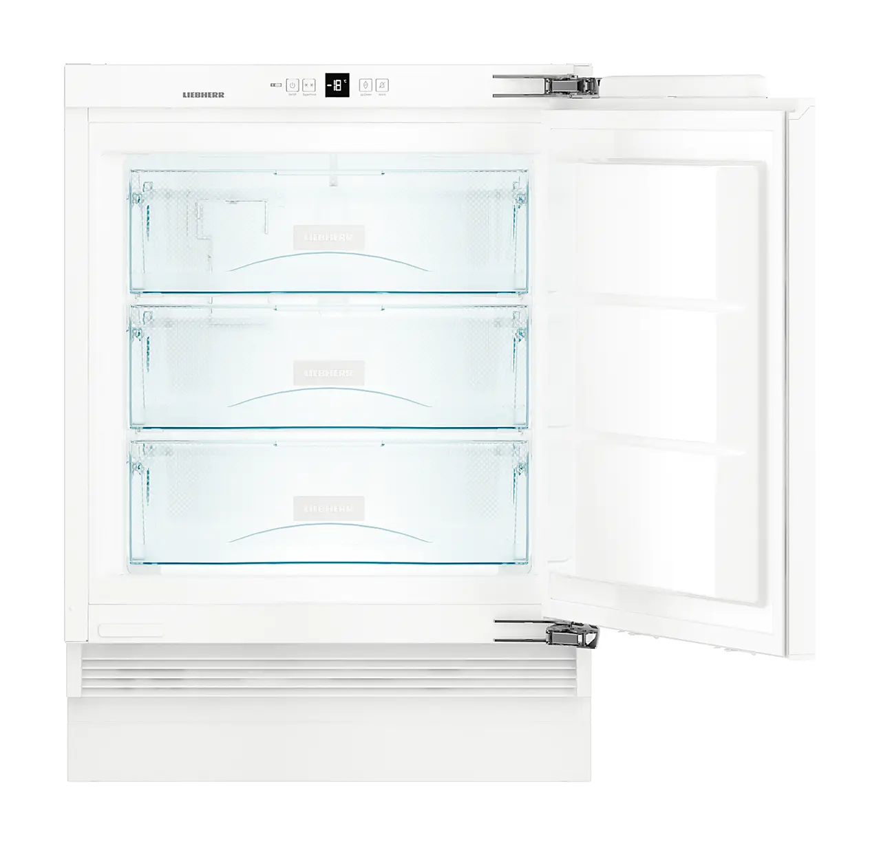 Product image, Perspective: straight open empty, Under-worktop freezer for integrated use