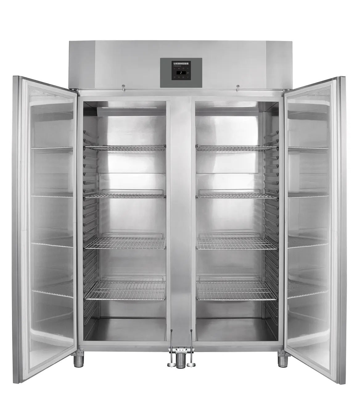 Product image, Perspective: straight open empty, Forced-air refrigerator GN 2/1, Casing colour: stainless steel