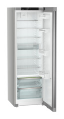 Produkt-Bild, Perspektive: schräg offen leer, Standkühlschrank mit BioFresh, Gehäusefarbe: Silver, Türfarbe: Steelfinish