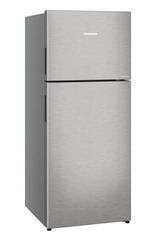 Product image, Perspective: oblique closed, Fridge-freezer with NoFrost, Casing colour: grey, Door colour: Stainless Steel