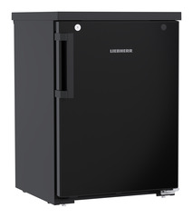 Obraz produktu, Perspektywa: Pod kątem, zamknięte, Chłodziarka do zabudowy pod blat z chłodzeniem powietrzem obiegowym, Kolor obudowy: Czarna, Kolor drzwi: Czarna