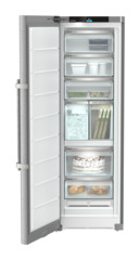 Product image, Perspective: straight open decorated, Freestanding freezer with NoFrost and IceTower, Casing colour: stainless steel, Door colour: stainless steel