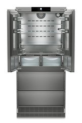 Product image, Perspective: straight open empty, Combined refrigerator-freezer with BioFresh and NoFrost for integrated use, Casing colour: Anthracite