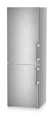 Product image, Perspective: oblique closed, Combined fridge-freezers with EasyFresh and NoFrost, Casing colour: silver, Door colour: stainless steel
