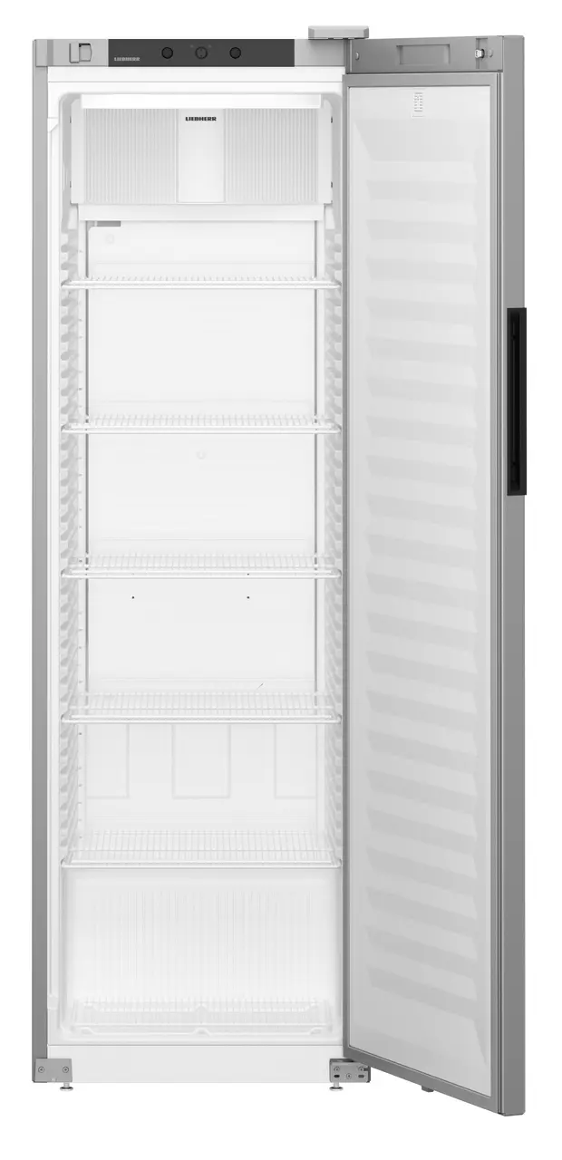 Produkt-Bild, Perspektive: gerade offen leer, Kühlgerät mit Umluftkühlung, Gehäusefarbe: Grau, Türfarbe: Grau