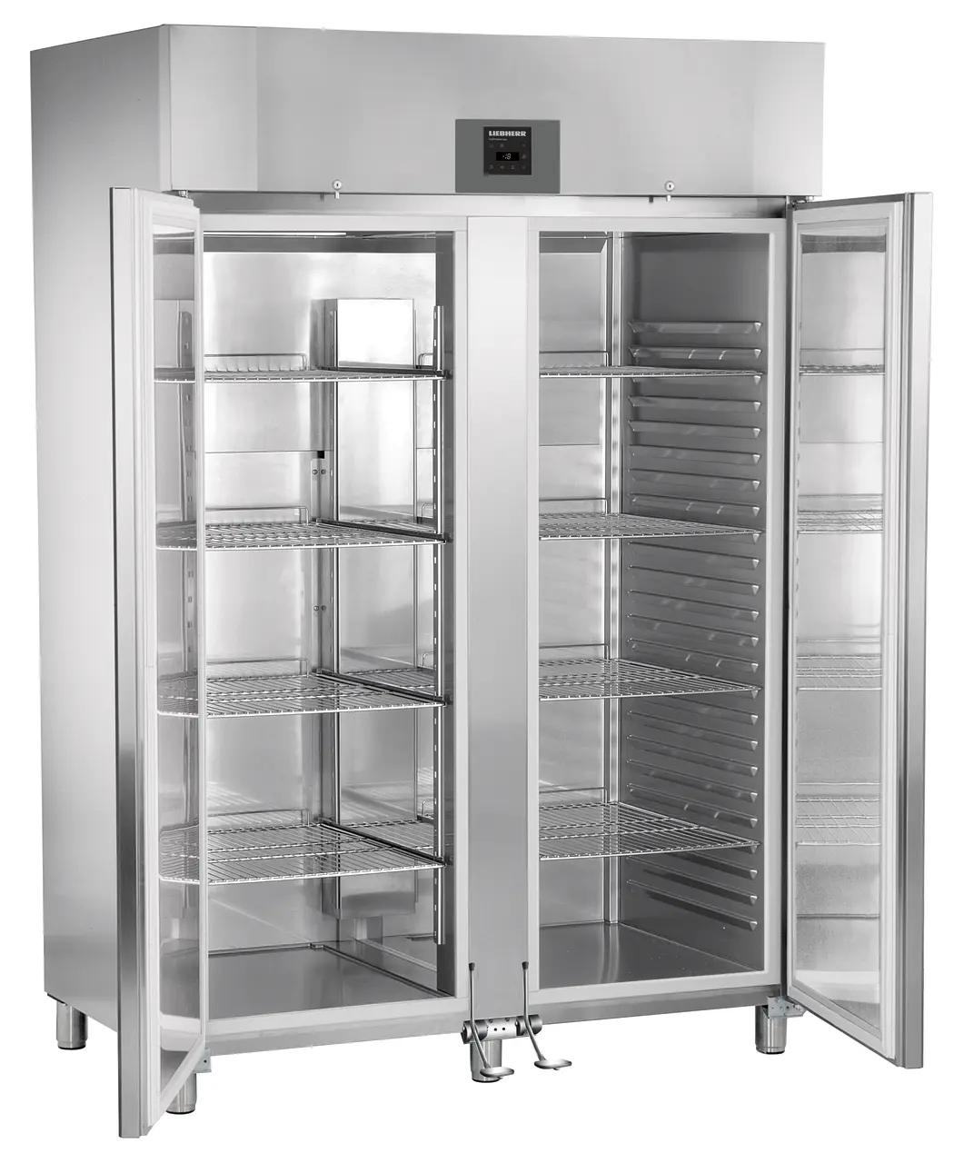 Product image, Perspective: oblique open empty, Forced-air freezer GN 2/1, Casing colour: stainless steel
