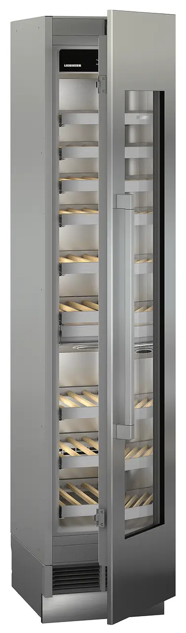 Product image, Perspective: oblique half-open empty, Built-in multi-temperature wine cabinet, Casing colour: grey