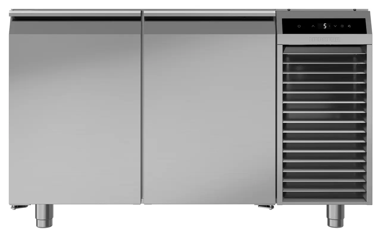 Product image, Perspective: straight closed, Cooling counter with dynamic cooling, Casing colour: stainless steel, Door colour: stainless steel