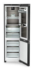 Product image, Perspective: straight open empty, Fridge-freezer with BioFresh Professional and NoFrost, Casing colour: BlackSteel, Door colour: BlackSteel