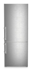 Product image, Perspective: straight closed, Combined fridge-freezers with EasyFresh and NoFrost, Casing colour: silver, Door colour: stainless steel
