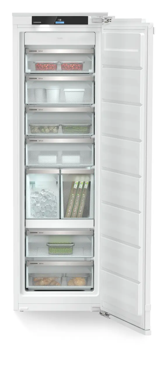 Tuotekuva, Näkymä: Suora, avoin, somistettu, Kalusteisiin upotettava pakastin IceTower- ja AutoDoor-toiminnoilla