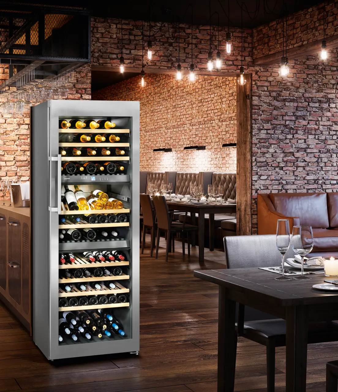Product image, Perspective: milieu, Multi-temperature wine cabinet, Casing colour: stainless steel, Door colour: stainless steel