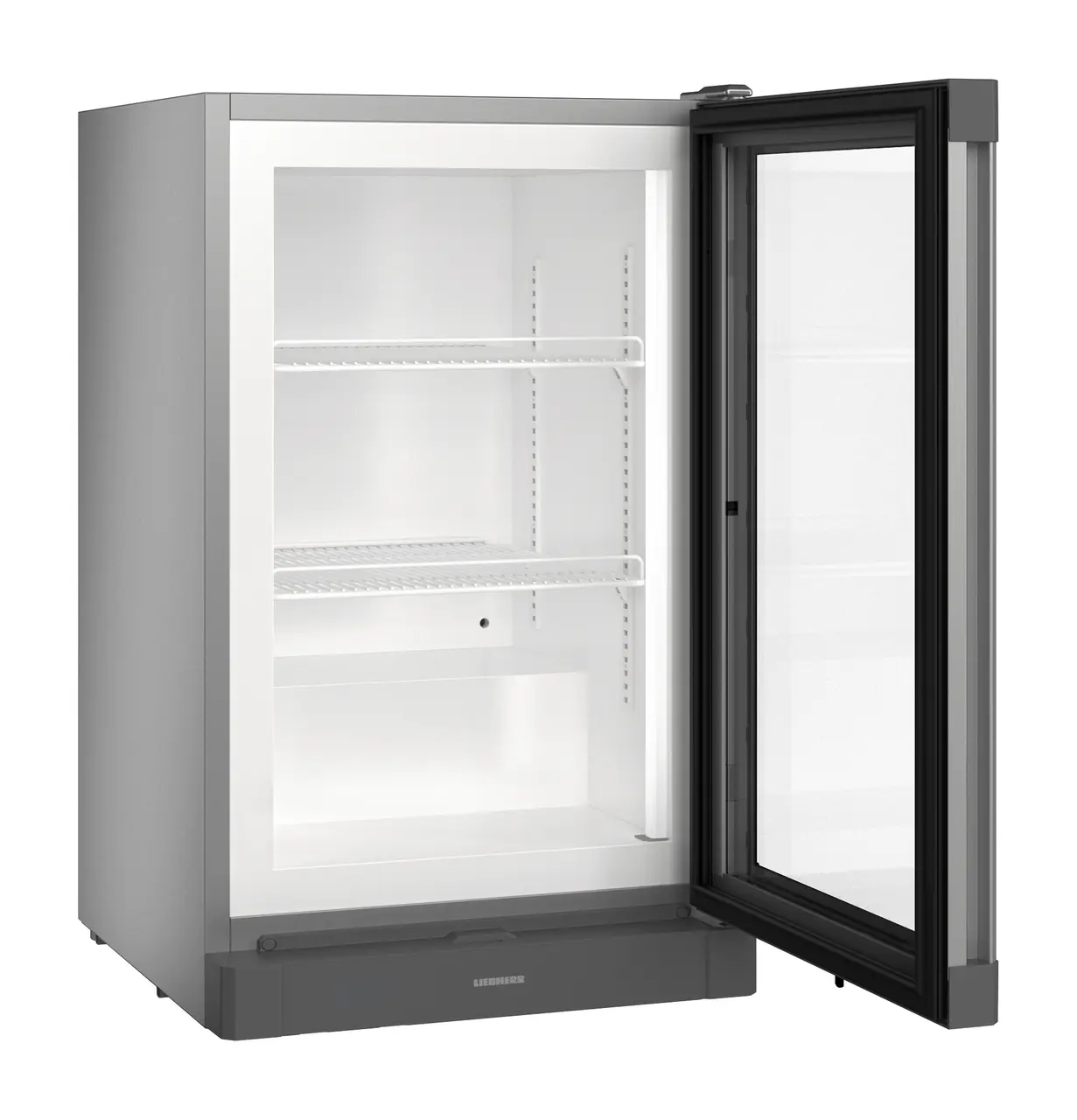 Product image, Perspective: oblique open empty, Counter top freezer with static cooling, Casing colour: silver, Door colour: silver