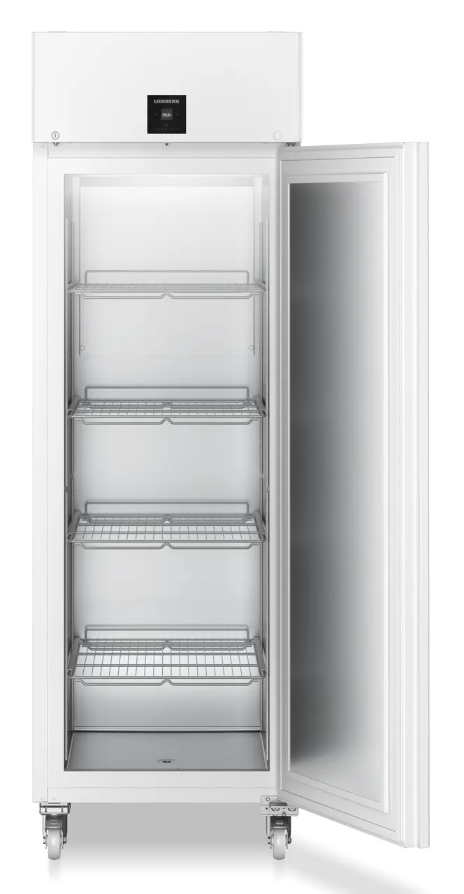 Product image, Perspective: straight open empty, Laboratory freezer with convection cooling, Casing colour: white, Door colour: white