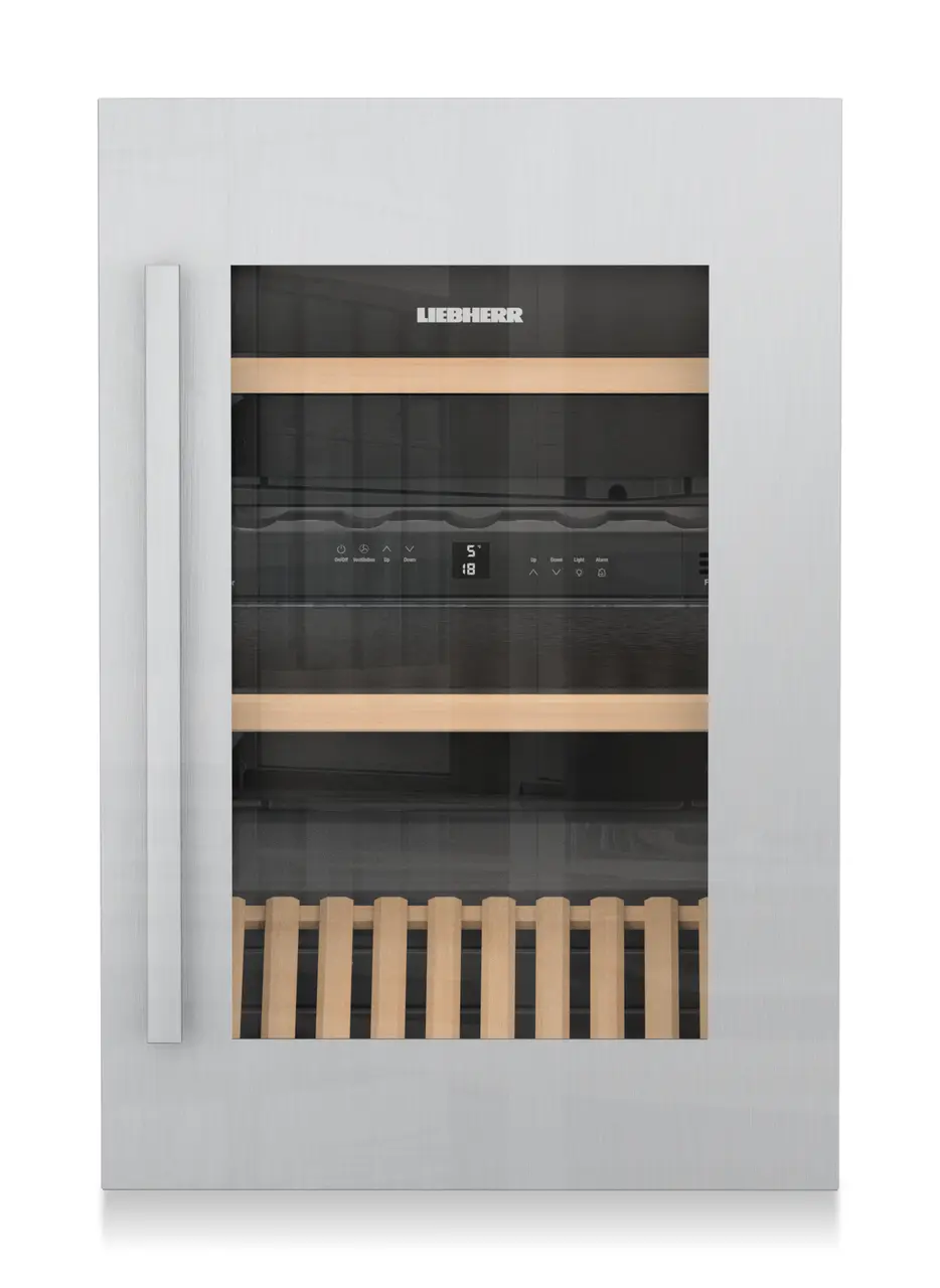 Product image, Perspective: special form, Built-in multi-temperature wine cabinet, Casing colour: silver, Door colour: silver