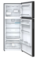 Product image, Perspective: straight open empty, Fridge-freezer with NoFrost, Casing colour: grey, Door colour: Black Gloss