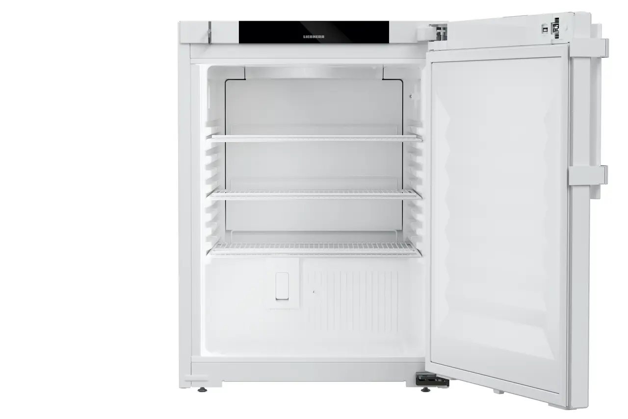 Immagine del prodotto, Prospettiva: Frontale aperto vuoto, Frigorifero per medicinali con raffreddamento a convezione, Colore della struttura: bianco, Colore della porta: bianco