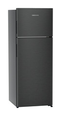 Product image, Perspective: oblique closed, Fridge-freezer with NoFrost, Casing colour: grey, Door colour: BlackSteel