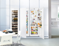 Product image, Perspective: milieu, Built-in multi-temperature wine cabinet, Casing colour: silver, Door colour: white
