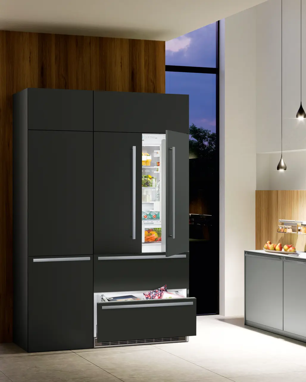 Product image, Perspective: milieu, Combined refrigerator-freezer with BioFresh and NoFrost for integrated use
