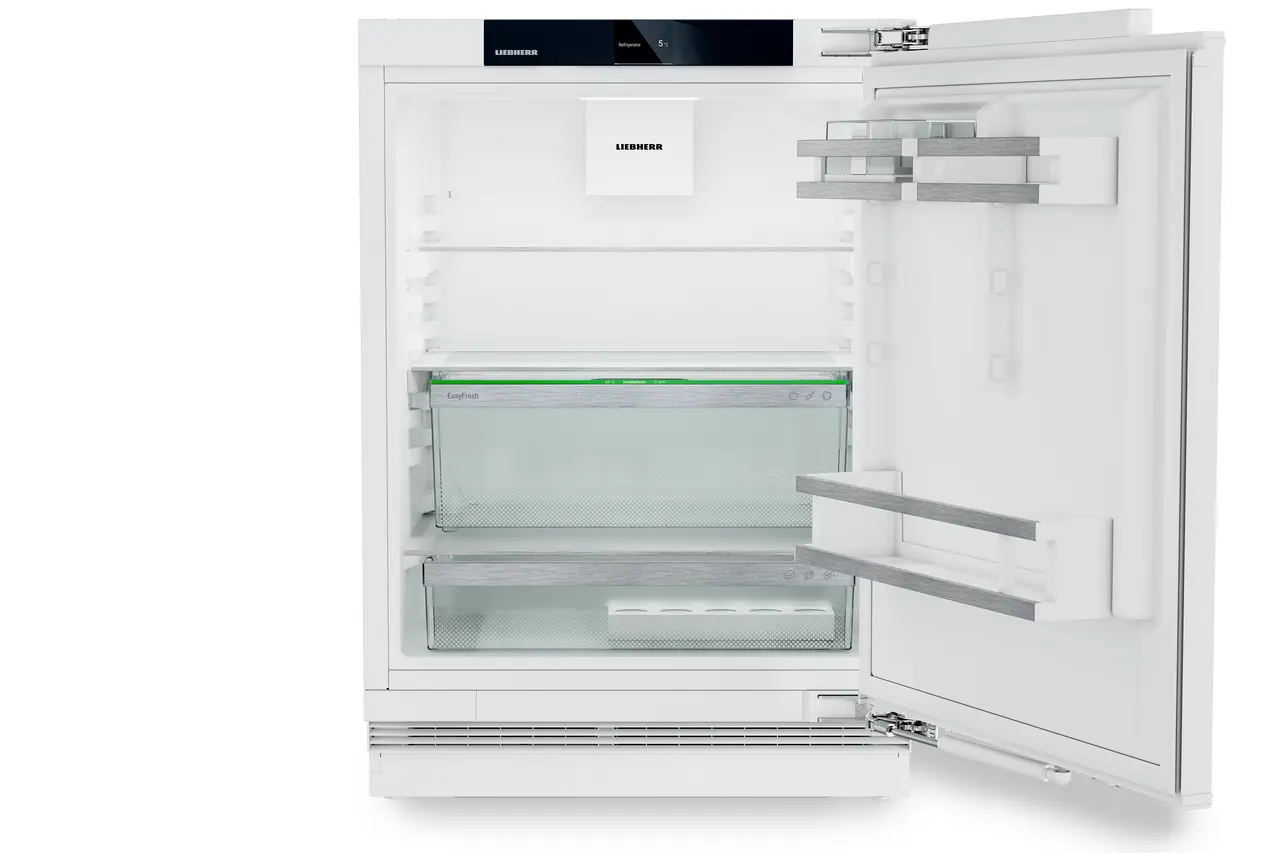 Produkt-Bild, Perspektive: gerade offen leer, Unterbaufähiger Kühlschrank mit EasyFresh