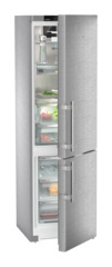Product image, Perspective: oblique half-open decorated, Fridge-freezer with BioFresh Professional and NoFrost, Casing colour: stainless steel, Door colour: stainless steel