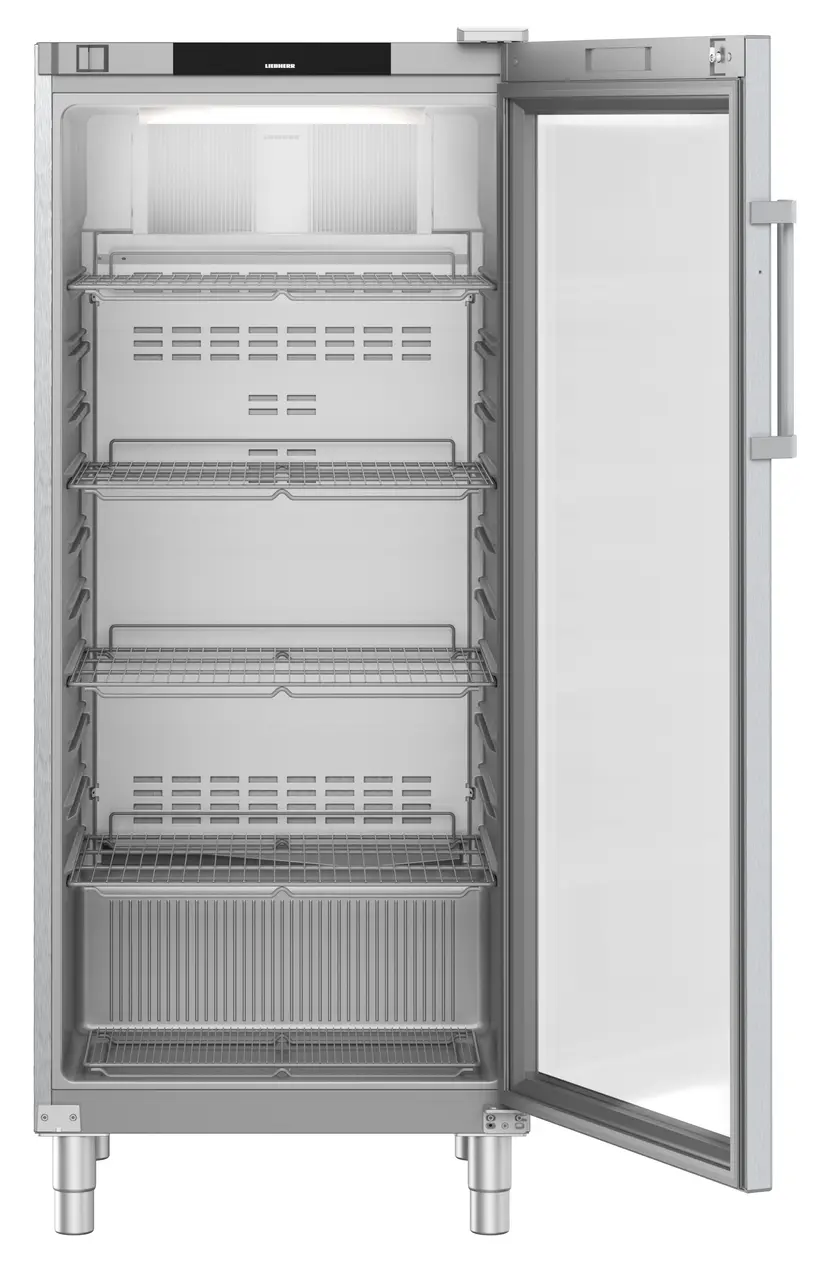 Product image, Perspective: straight open empty, Forced-air refrigerator, Casing colour: stainless steel, Door colour: stainless steel