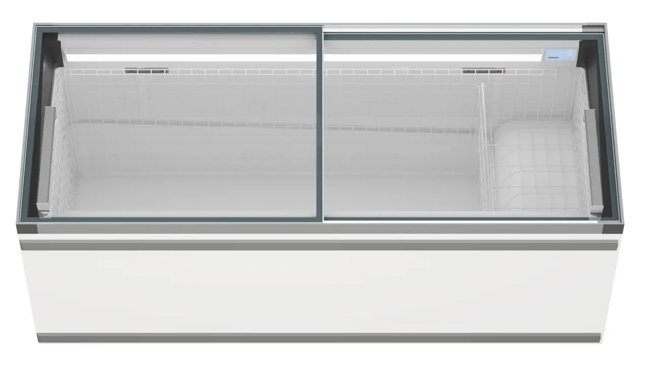 Изображение на продукта, Перспектива: Отпред, затворен, Фризерна ракла за супермаркет, Цвят на корпуса: бял