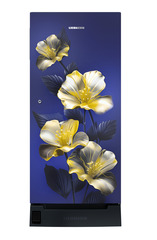 Product image, Perspective: straight closed, Single-door refrigerator 191 l in 3 star with foot pedal base drawer, Casing colour: blue, Door colour: Blue Hibiskus