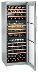 Product image, Perspective: oblique open decorated, Multi-temperature wine cabinet, Casing colour: stainless steel