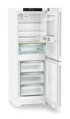 Product image, Perspective: oblique open empty, Combined fridge-freezers with EasyFresh and NoFrost, Casing colour: white, Door colour: white