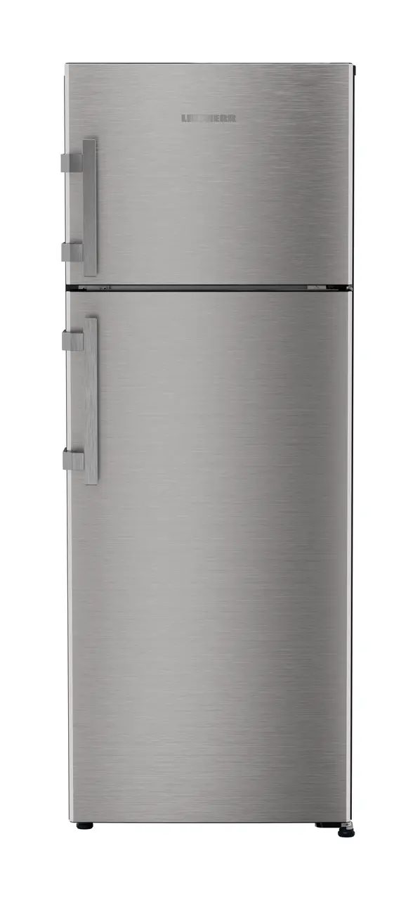 Product image, Perspective: straight closed, Fridge-freezer with NoFrost, Casing colour: grey, Door colour: Stainless Steel