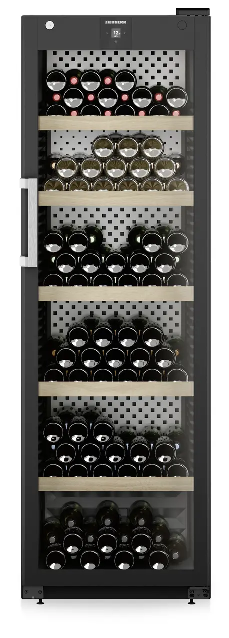 Product image, Perspective: straight closed decorated, Wine storage cabinet, Casing colour: black, Door colour: black