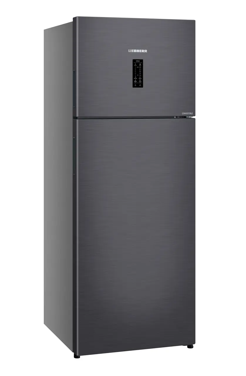 Product image, Perspective: oblique closed, Fridge-freezer with NoFrost, Casing colour: grey, Door colour: Cobalt Steel