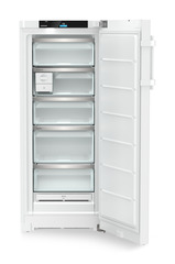 Produkt-Bild, Perspektive: gerade offen leer, Standgefrierschrank mit NoFrost und EasyTwist-Ice, Gehäusefarbe: Weiß, Türfarbe: Weiß