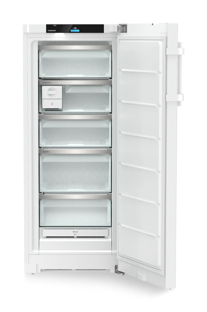 Produkt-Bild, Perspektive: gerade offen leer, Standgefrierschrank mit NoFrost und EasyTwist-Ice, Gehäusefarbe: Weiß, Türfarbe: Weiß