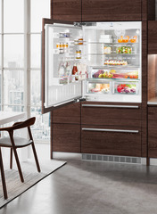 Product image, Perspective: milieu, Combined refrigerator-freezer with NoFrost for integrated use