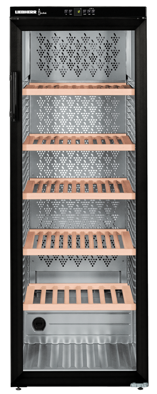 Product image, Perspective: straight closed empty, Wine storage cabinet, Casing colour: black, Door colour: black