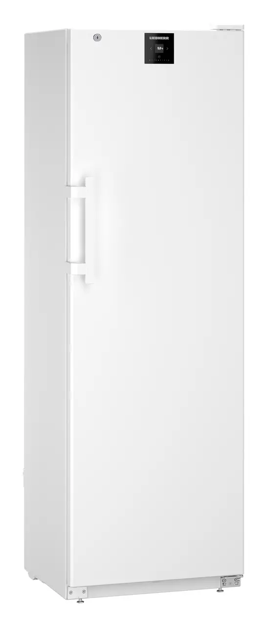 Produkt-Bild, Perspektive: schräg geschlossen leer, Laborkühlgerät mit Umluftkühlung, Gehäusefarbe: Weiß, Türfarbe: Weiß