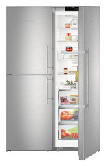 Product image, Perspective: special form, Side-by-Side combination, Casing colour: stainless steel, Door colour: stainless steel