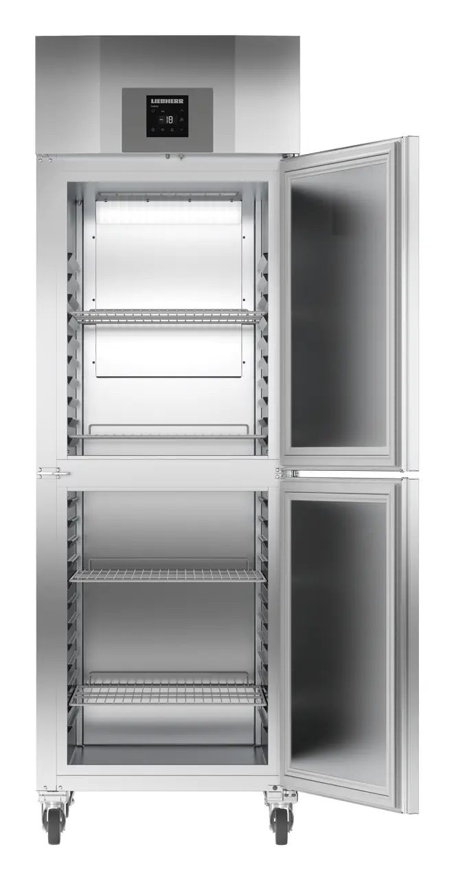 Product image, Perspective: straight open empty, Forced-air freezer GN 2/1, Casing colour: stainless steel